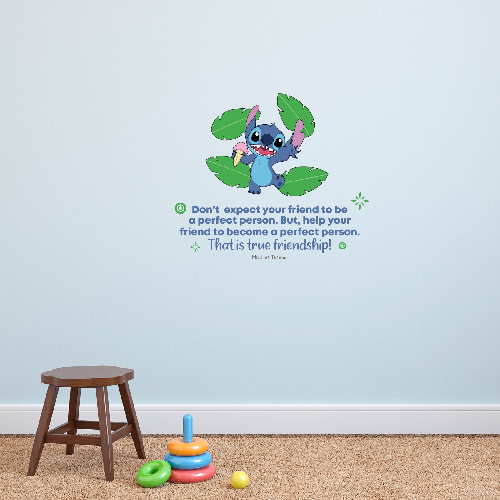 Friendship Lilo Stitch Life Quote Cartoon Quotes Decors Wall Sticker Art  Design Decal for Girls Boys Kids Room Bedroom Nursery Kindergarten Home  Decor Stickers Wall Art Vinyl Decoration (30x30 inch) 