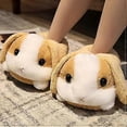 thumbnail image 3 of Rabbit/Hamster/Dog Shaped Plush Slippers, Creative Wrapping Fuzzy Warm Lined Winter Drag Shoes for Adults Indoors 35-41CM Huskie One Size, 3 of 4