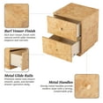 thumbnail image 3 of Modern 2 Drawer Nightstand with Elegant Burl Finish, Wood Bedside Table with Storage, Stylish Accent Side Table for Bedroom, Home Décor and Small Space Furniture, 3 of 7