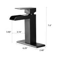 thumbnail image 2 of Single Handle Waterfall Bathroom Faucet, Brushed Nickel Bathroom Faucet with Deck Plate and Overflow Pop Up Drain, Solid Faucet 1 or 3 Hole for Lavatory, Restroom, Vanity Rv, Matte Black, 2 of 7
