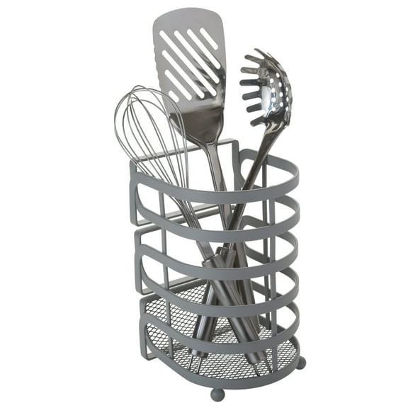 Kitchen Details Industrial Collection Steel Cooking Utensil Basket, Gray, 5.2" x 4.7" x 7.8"