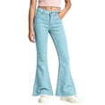 thumbnail image 2 of DJDLJWCJ Teen Girls School Uniform Pants Wide Leg Solid Color Flare Pants Stretch Soft Pull On Casual Pants Light Blue Size 9, 2 of 8