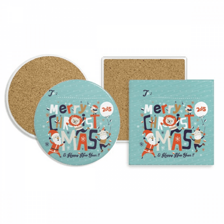

Merry mas Tree Reindeer Pattern Coaster Cup Mug Holder Absorbent Stone Cork Base Set