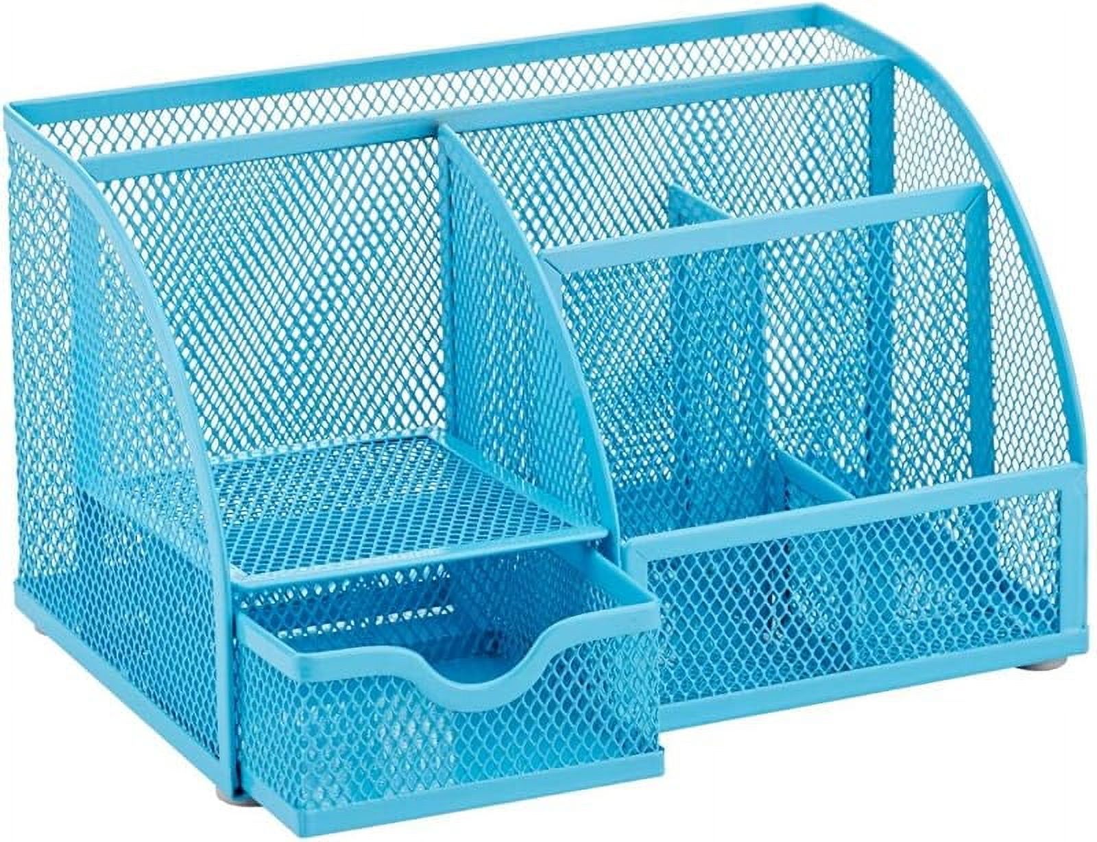 Mesh Desk Organizer Office with 7 Compartments + Drawer/Desk Tidy Candy/Pen Holder/Multifunctional Organizer