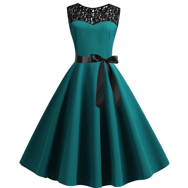 Vestido de Navidad rojo de encaje para mujer, ropa de manga corta Swing, disfraces de Navidad, vestidos de fiesta, bata Vintage, invierno, 2023