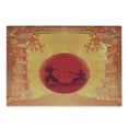 thumbnail image 1 of Japanese Cutting Board, Warrior Ninjas at Sunset Between Building Flowers Theme Japanese Print, Decorative Tempered Glass Cutting and Serving Board, Small Size, Mustard and Purple, by Ambesonne, 1 of 1