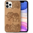 thumbnail image 1 of Case Yard Wooden Case Outside Soft TPU Silicone Slim Fit Shockproof Wood Phone Cover for Girls Boys Men and Women Supports Wireless Charging Royal Elephant Mandala Design case for iPhone-11-Pro-Max, 1 of 7