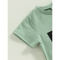 thumbnail image 6 of Bagilaanoe 2pcs Newborn Baby Boy Long Pants Set Letter Print Short Sleeve T-Shirt Tops + Flare Trousers 3M 6M 9M 12M 18M 24M Infant Casual Outfits, 6 of 9