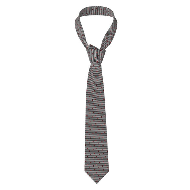 Fotbe Ladybugs on Black and White Striped Corbata Clásica para Hombre con Estampado – Corbata de Seda Jacquard Tejida, para Negocios, Bodas y Eventos Formales