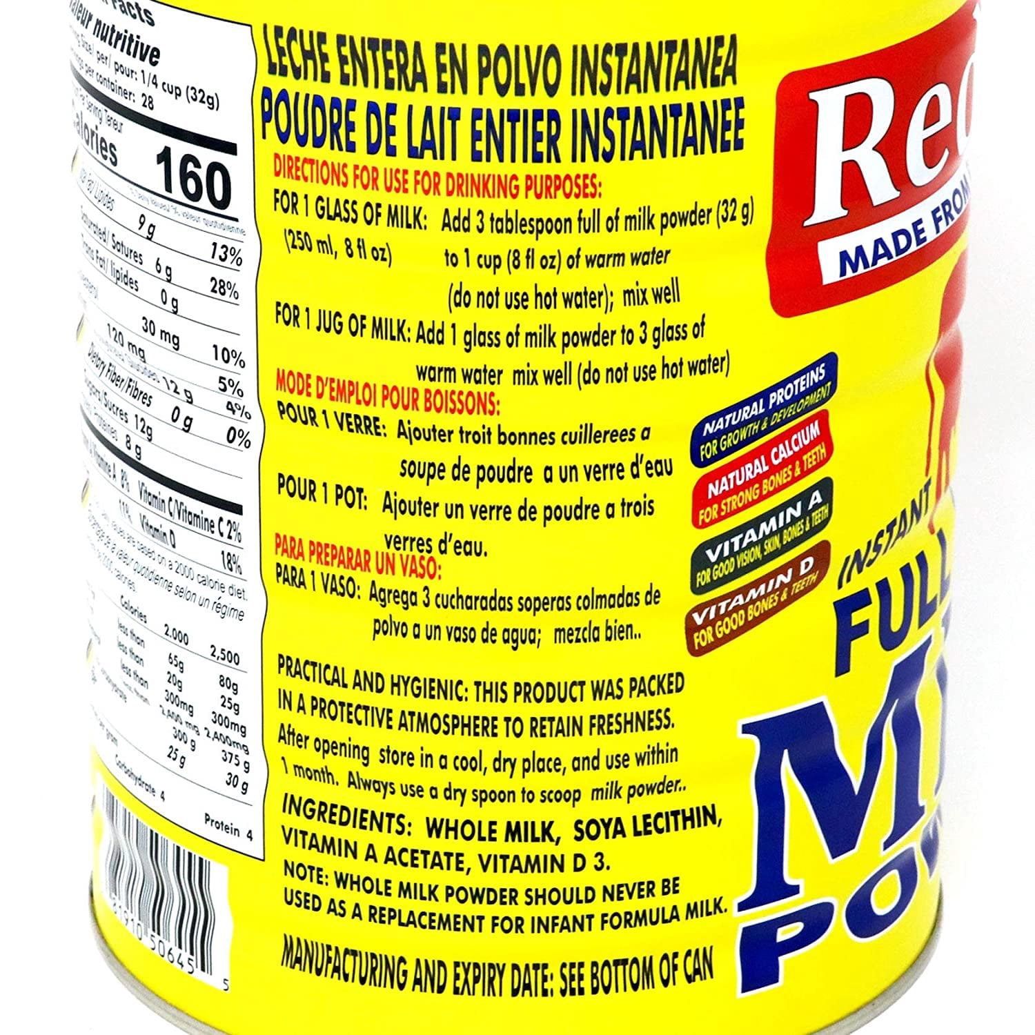 Red Cow Full Cream Milk Powder 900g, Made from Fresh Milk, Dutch Premium, Product of Netherlands