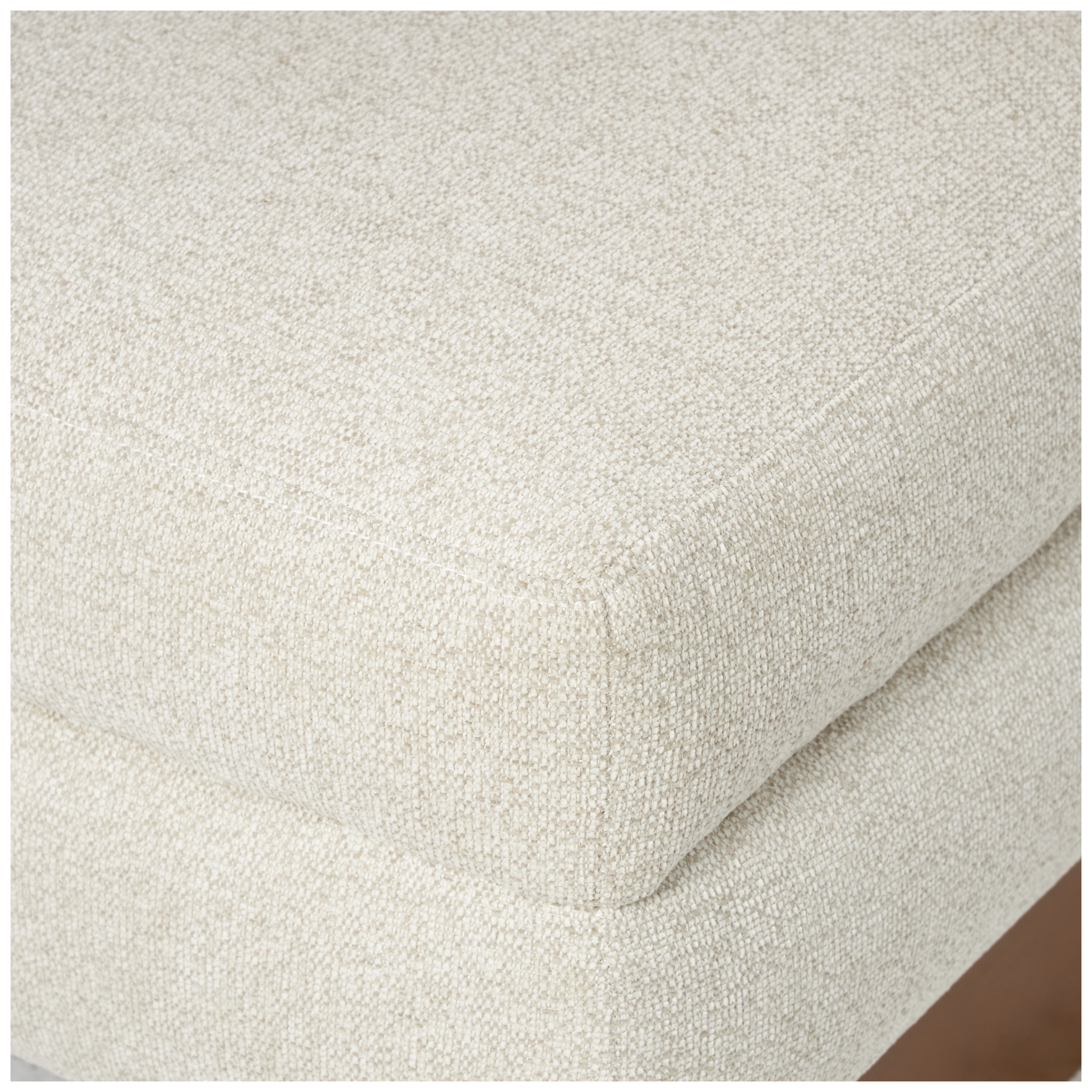 DecMode Polyester Boucle Lounge Chair with Brown Wooden Legs, White