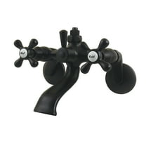 Kingston Brass CC2660 Vintage Wall Mount Tub Faucet with Riser Adaptor, Matte Black