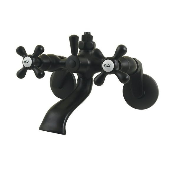 Kingston Brass CC2660 Vintage Wall Mount Tub Faucet with Riser Adaptor, Matte Black