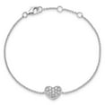 thumbnail image 3 of Finest Gold Sterling Silver Rhodium-Plated CZ with 1 in. Extension Heart Bracelet, 3 of 4