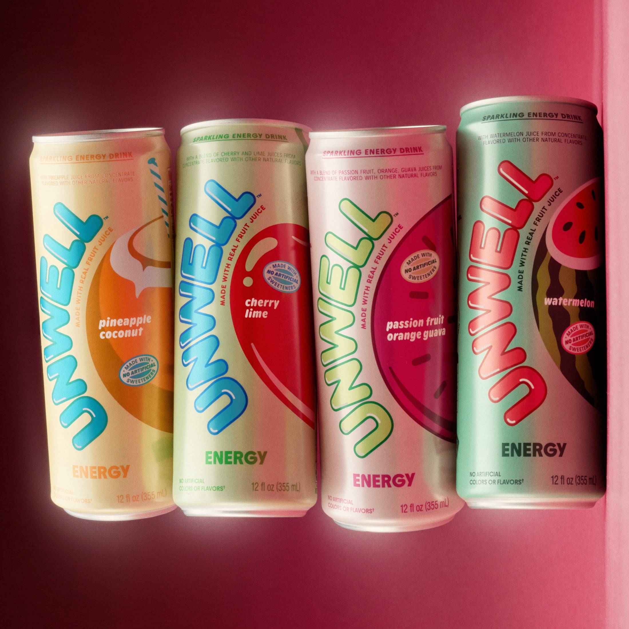 Unwell Sparkling Energy Drink, Electrolytes & Real Fruit Juice – Passion Fruit Orange Guava, 12 PK