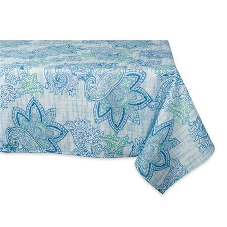 

60 x 84 in. Blue Watercolor Paisley Print Outdoor Tablecloth