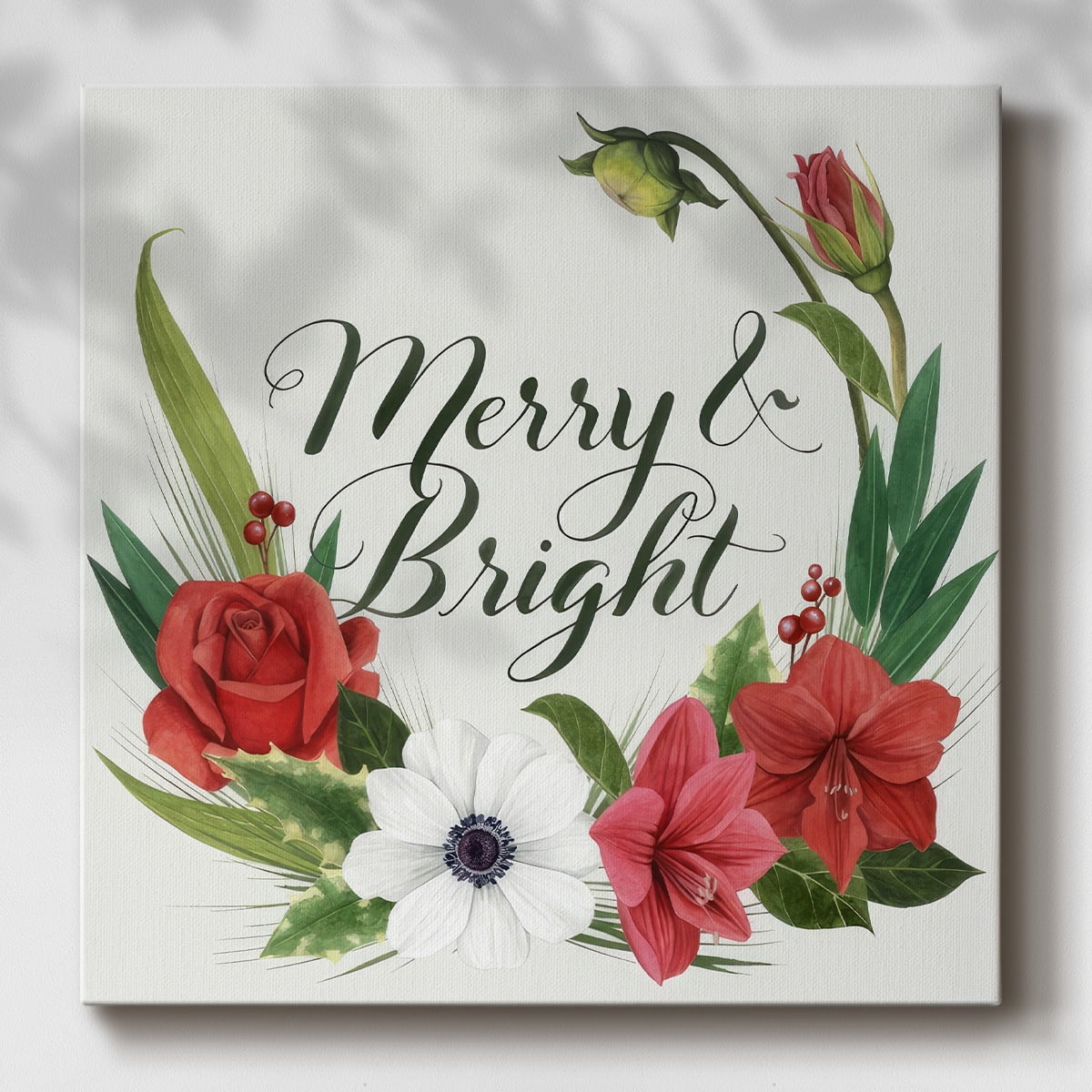 Christmas Flora Wreath II- Gallery Wrapped Canvas