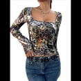thumbnail image 2 of Camisetas de Camuflaje Grunge con Estampado Vintage Y2K para Mujer, Talla Grande, para Salir Estampado de Leopardo XL, 2 of 9