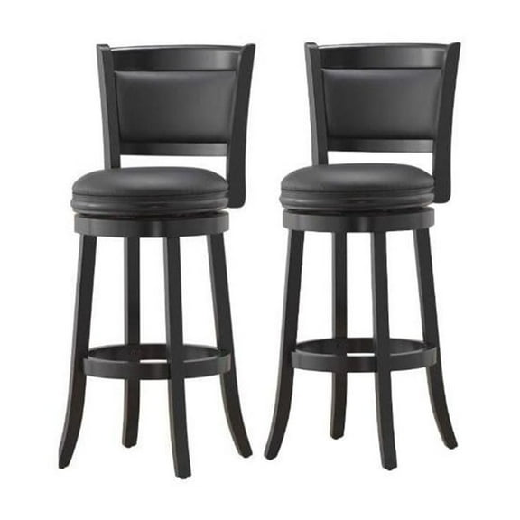 29" Swivel Bar Stool in Black - Set of 2