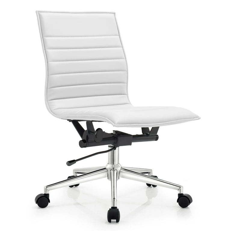 2xhome - Mid Back Height Modern Home Office Chair, Ribbed PU