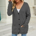 thumbnail image 2 of XFLWAM Women's Open Front Cardigan Sweater with Pockets Long Sleeve Cable Knit Button Down Loose Cardigan Sweater Outwear Dark Gray M, 2 of 7