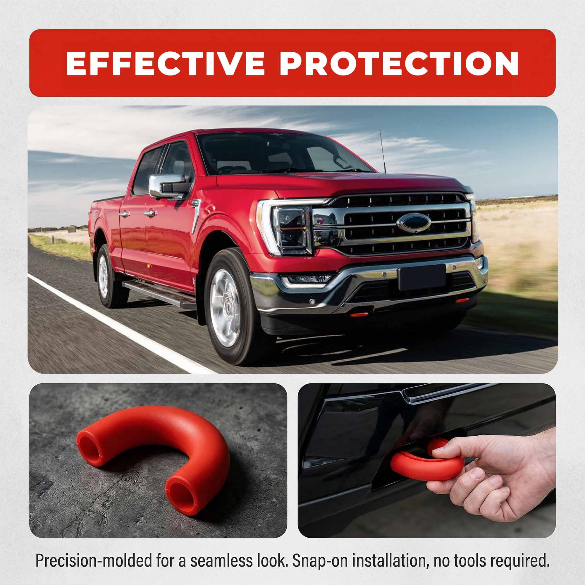 2 Pcs Tow Hook Cover for Ford F150 Accessories 2004-2024, Protective Silicone Front Tow Hooks Covers, Red