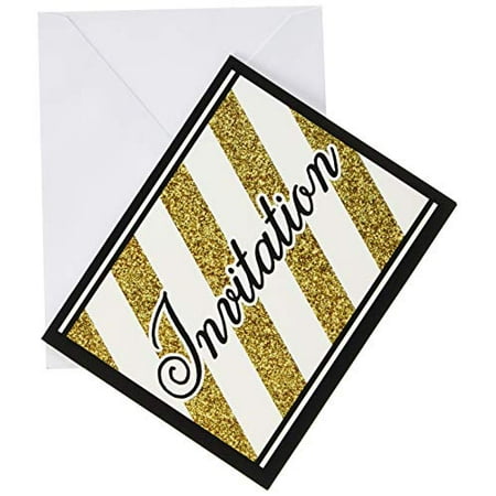 Creative Converting 318097 Black & Gold Invitations, One Size, Multicolor