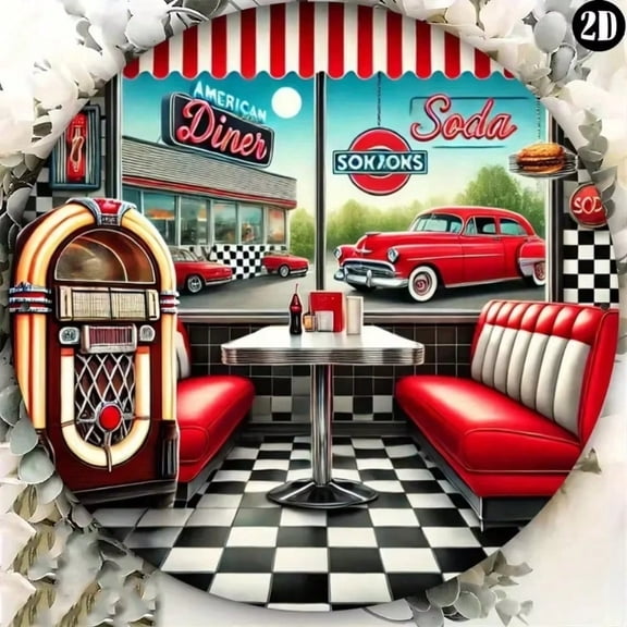HELLOYOUNG Vintage American Diner Round Metal Tin Sign, Retro Wall Art Decor for Home Bar Garage, Funny Gift for Men Women