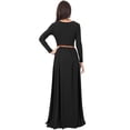 thumbnail image 5 of KOH KOH Long Sleeve Modest Fall Winter Evening Flowy Empire Waist Full Floor Length Cocktail Formal V-Neck Tall Maxi Dress Gown Abaya For Women Black XX-Large US 18-20 NT021, 5 of 6