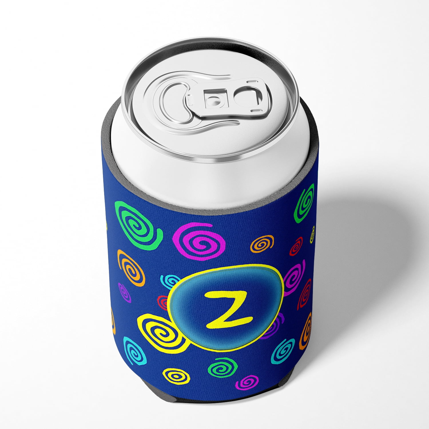 Letter Z Initial Monogram - Blue Swirls Can or Bottle Beverage Insulator Hugger