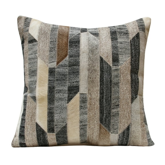 Ox Bay Whitley Gray/Charcoal Geometric Faux Hide Adult Decorative Throw Pillow Cover