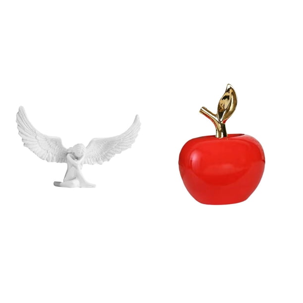Escultura de ángel,Estatua de ángel para decoración del hogar,manualidades,color blanco,Estatua,Escultura de fruta artificial,estatua y artesanía,Colección de figuras de cerámica para