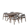 thumbnail image 1 of Juego de Comedor de Madera con 4 Sillas Tapizadas para 4 Personas, Mesa y Sillas para Comedor y Cocina, Midtown Concept Capri, Nogal y Gris Claro, 1 of 5