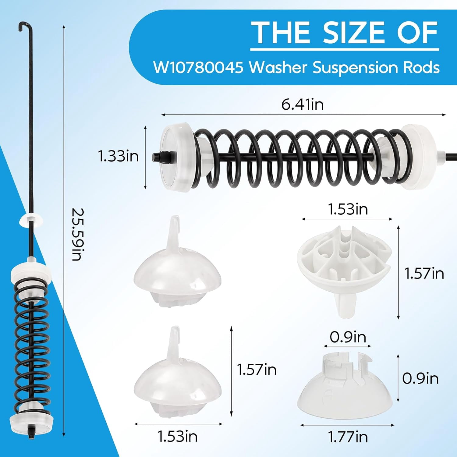 W10780045 WTW4816FW2 NTW4516FW2 NTW4605EW0 NTW4516FW1 WTW4800BQ1 Washer Suspension Rod Kit for Amana Whirlpool Kenmore