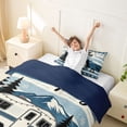 thumbnail image 3 of Catabedysis Winter Camping Twin Duvet Cover,Camper Print Twin Bedding For Boys,Blue White,Navy Blue Reversible,2-Piece,1 Duvet Cover and 1 Pillowcase, 3 of 6