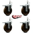 thumbnail image 2 of 5 Inch High Temp Phenolic Swivel 7/16 Inch Stem Caster Set with Total Lock Brake, 2 of 2
