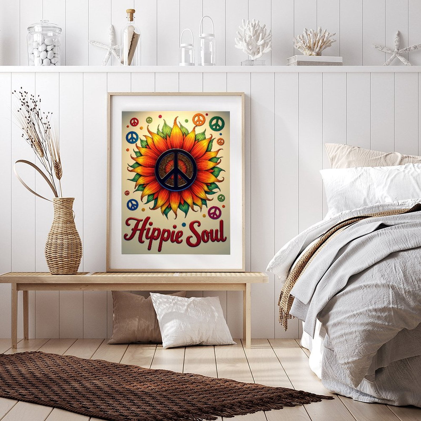 Diamond Art Kit for Adults, Peace Sunflower Art Print Diamond Painting for Adults Beginners, DIY Diamond Art Painting Kits, 5D Diamond Painting Crafts for Home Decor 12x16 Frameless