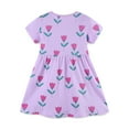 thumbnail image 2 of Bonita y cómoda ropa de verano para niñas pequeñas, de algodón, informal, con estampado de dibujos animados, vestidos de manga corta de 2 a 7 años, 2 of 8