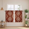 thumbnail image 3 of Vintage Brown Tier Curtains, Boho Ethnic Geometric Abstract Art Southwestern Light Filtering Kitchen Curtains, 2Pcs Rod Pocket Half Window Treatments Panels for Sink Cafe Cabinet Basement 27.5x45In, 3 of 9