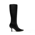 thumbnail image 2 of Schutz Jupitar Black Leather Dress Stiletto Pointed Toe Womens Knee Boots (Black Leather, 7), 2 of 4