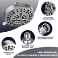 thumbnail image 3 of 8-Mode High Pressure Shower Head, Premium High Flow Fixed Showerhead with Anti-Clogging Silicone Nozzles, 5.2 Inch Luxury Modern Showerhead with Adjustable Angle, Polished Chrome (2.5 GPM), 3 of 7