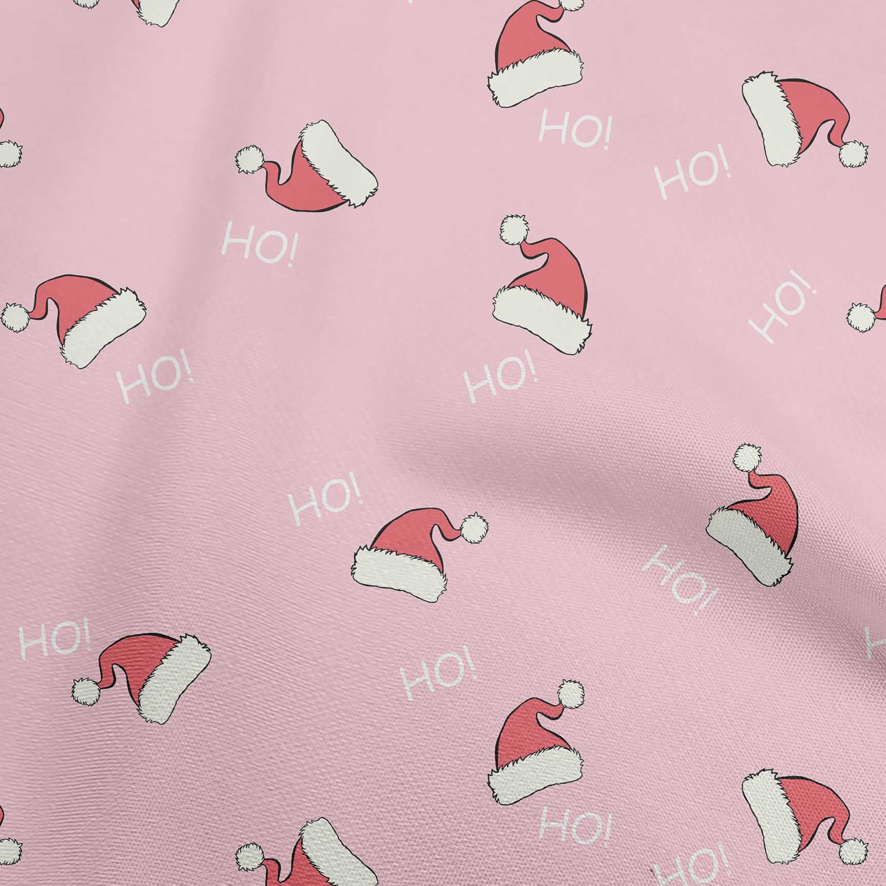 oneOone Cotton Poplin Light Pink Fabric Christmas Hats Fabric For Sewing Printed Craft Fabric By The Yard 42 Inch Wide