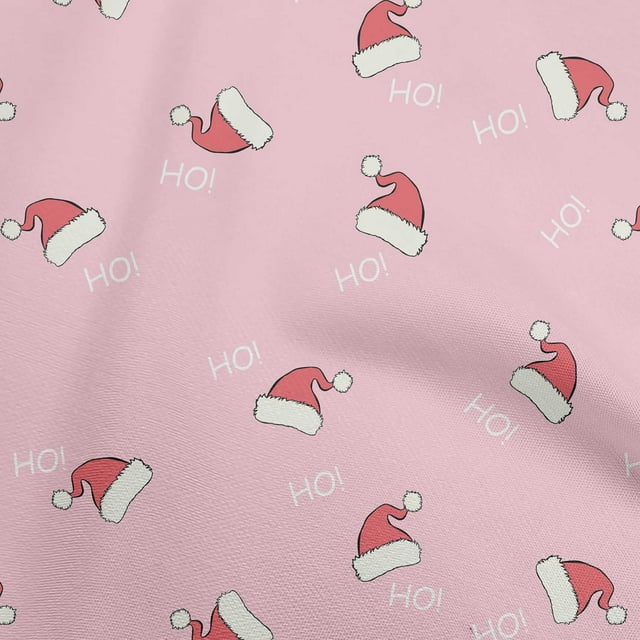 oneOone Polyester Spandex Light Pink Fabric Christmas Hats Sewing Craft Projects Fabric Prints By Yard 56 Inch Wide