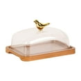 thumbnail image 3 of CarpNettore Wooden Cake Stand with Lid Covered Cheese Box Butter Dish with Dome Elegant Cake brown, 3 of 9