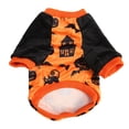 thumbnail image 1 of Camisa de calabaza para perro, gato, murciélago, casa, patrón, elasticidad, suave felpa, Halloween, camisa para mascota, disfraz para perro pequeño, gato, S, 1 of 14