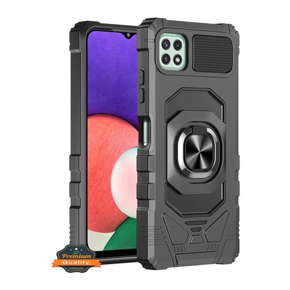 Designed for Boost Mobile Celero 3 Plus (2024) Hybrid Magnetic Car Mount Ring Kickstand Stand Holder Armor Protective [Military Grade] Phone Case Cover [Black]