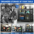thumbnail image 4 of 3 Tier Adjustable Garage Storage Shelving,Heavy Duty Utility Rack Shelf Unit on 4 Wheel Casters,Standing shelves for Garage, Home, Pantry,Kitchen,Warehouse,Bathroom & Laundry,Storage Rack - Black, 4 of 8