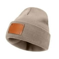 thumbnail image 4 of HaoXun Customized Knitted Beanie Hat - Solid Color Brimless Cap with Personalized Leather Label for Winter Warmth and Fashion Accessory, 4 of 9