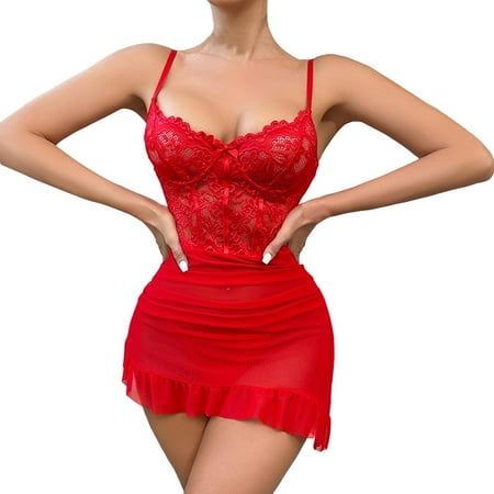 Xuewenshw Women s Lingerie One Piece Lingerie for Women Womens Lingerie Crotchless Sheer Lingerie Women Sexy Lingerie Babydoll Dress