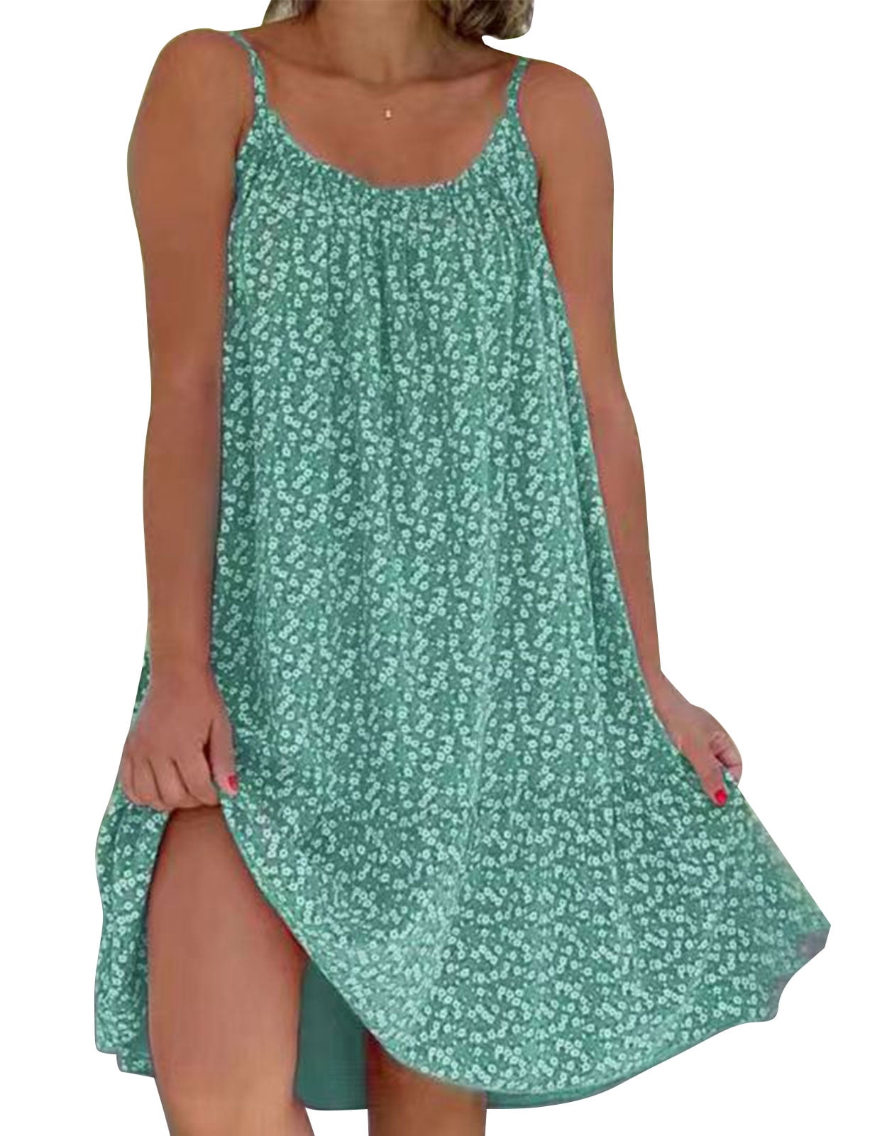 Cogild Swimsuit Cover Up Floral Dress For Women Spaghetti Straps Tank